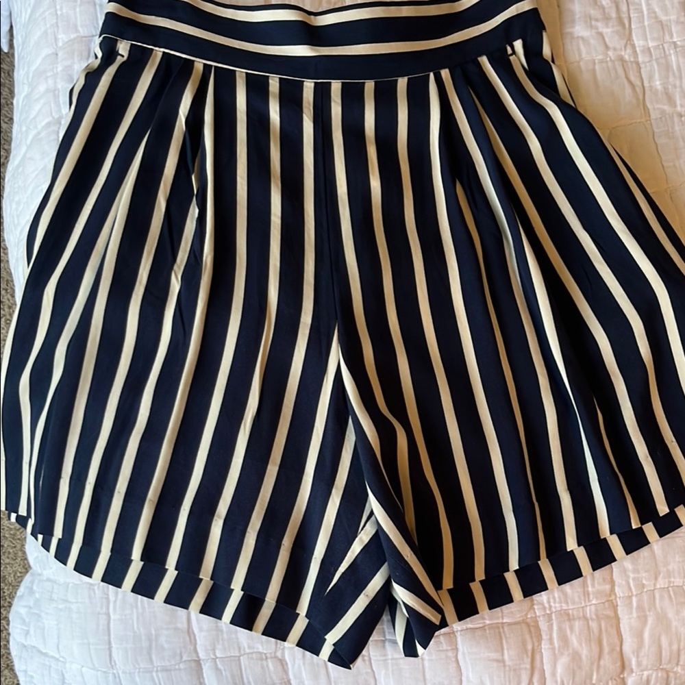 Striped Navy and White High Waisted Shorts